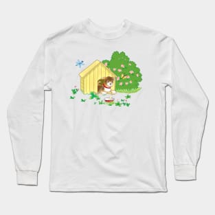 puppy in a kennel and a bone in a bowl Long Sleeve T-Shirt